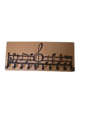 Black Metal Music Note Wall Hook Rack.